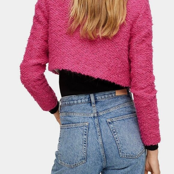 MANGO Cropped, textured jacket finished with candy  buttons  SMALL - Picture 3 of 15